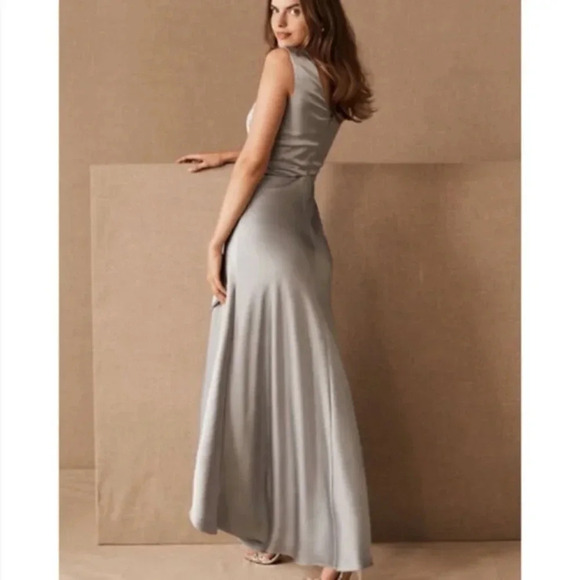 NWT BHLDN Espen Satin Maxi Dress Long MOB Fog Blue Grey 8 - Picture 2 of 12